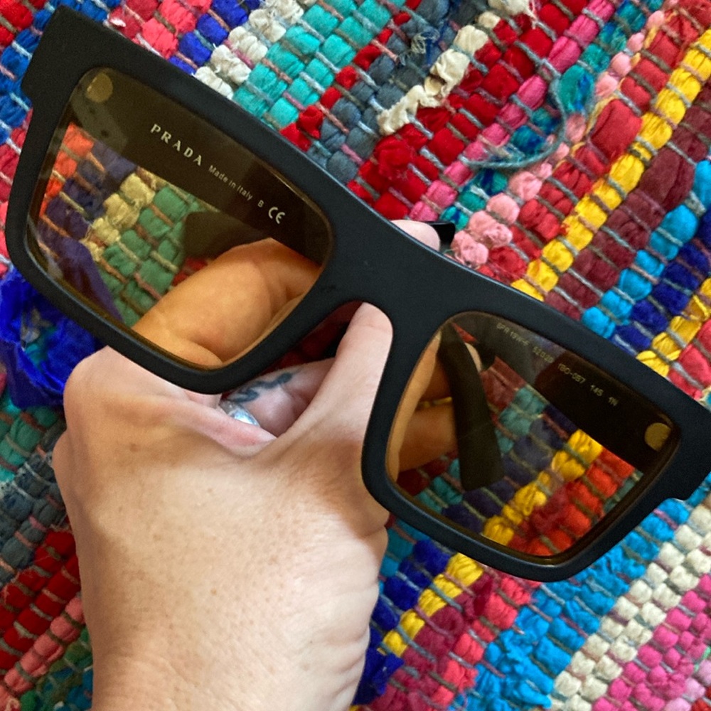 PRADA®️ matte black glasses frame with yellow tined lenses NWB Mint-Condition!